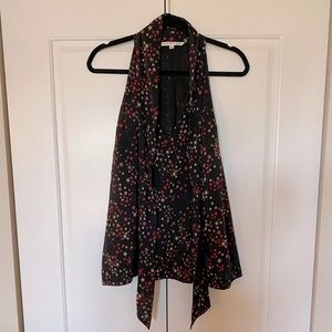 Trina Turk Silk Allover Scattered Star Print Tie Front Top - sz 12 MINT!